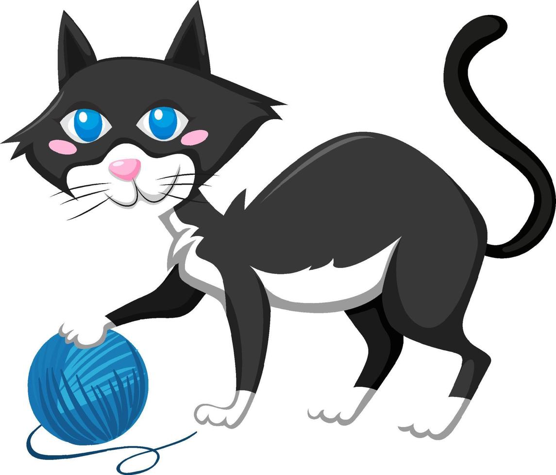 Feline cat playing with yarn ball vector