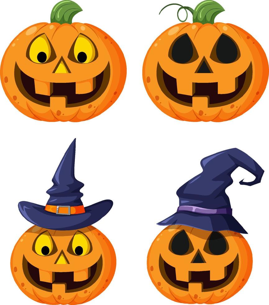 Set of different halloween pumpkins vector