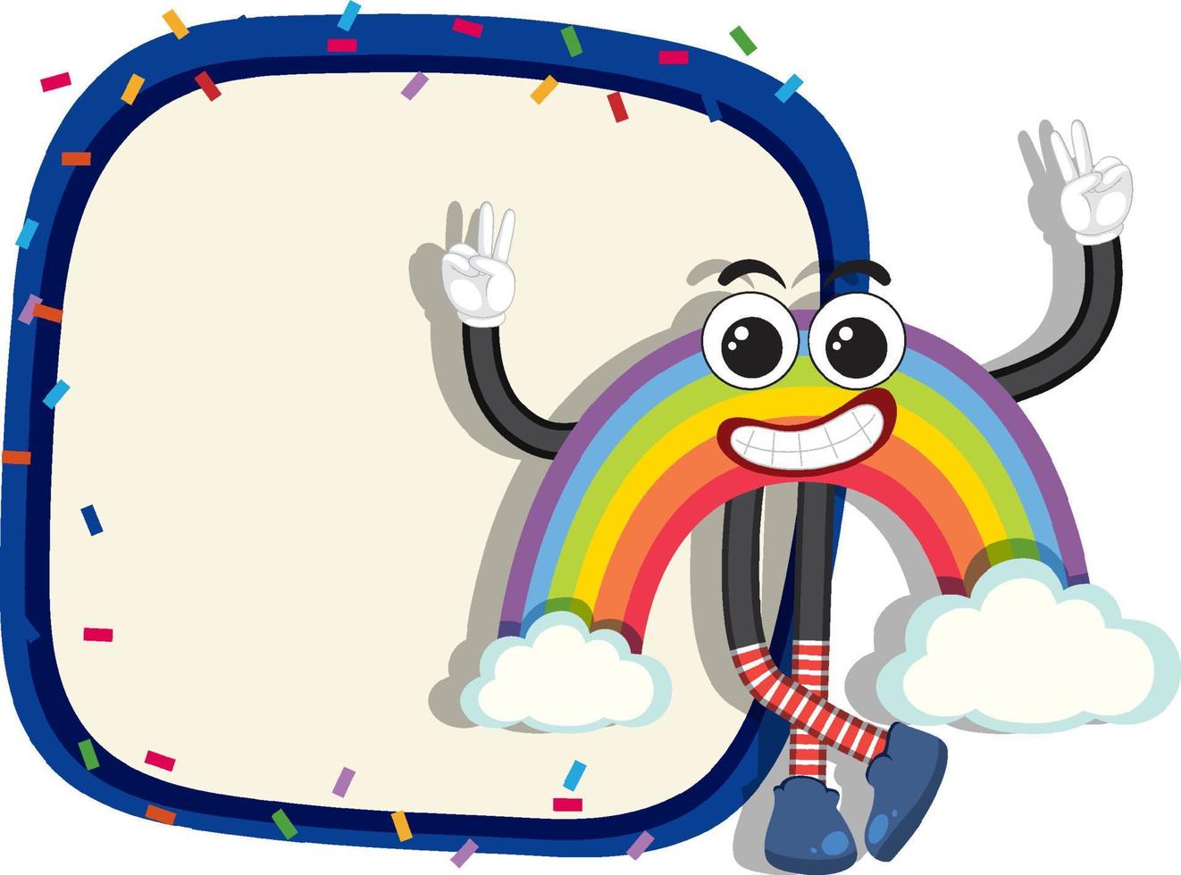 Raonbow cartoon frame for text template vector