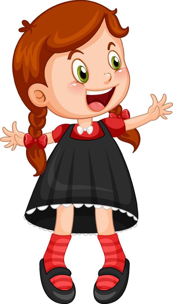 Little cute girl in black dress vector