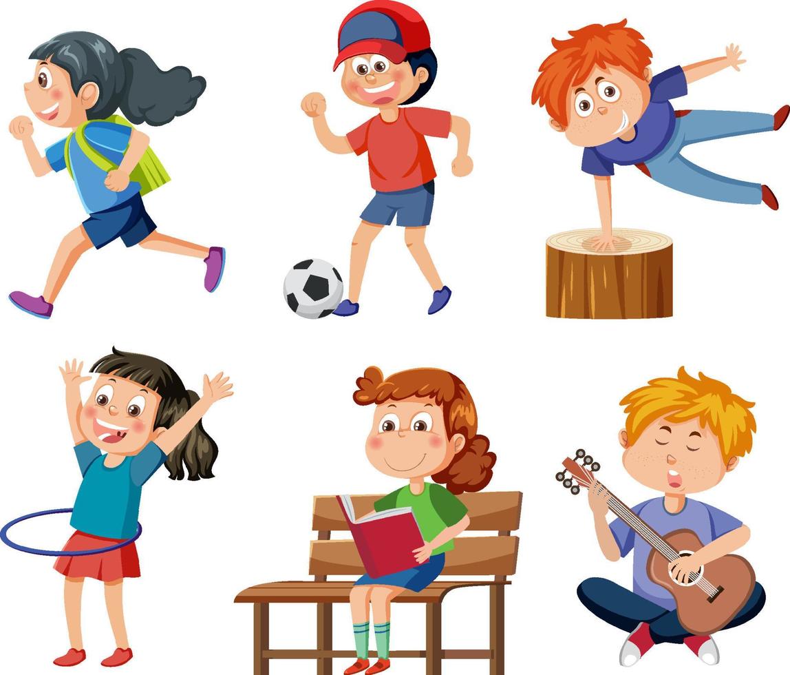 Children doing different activities set vector