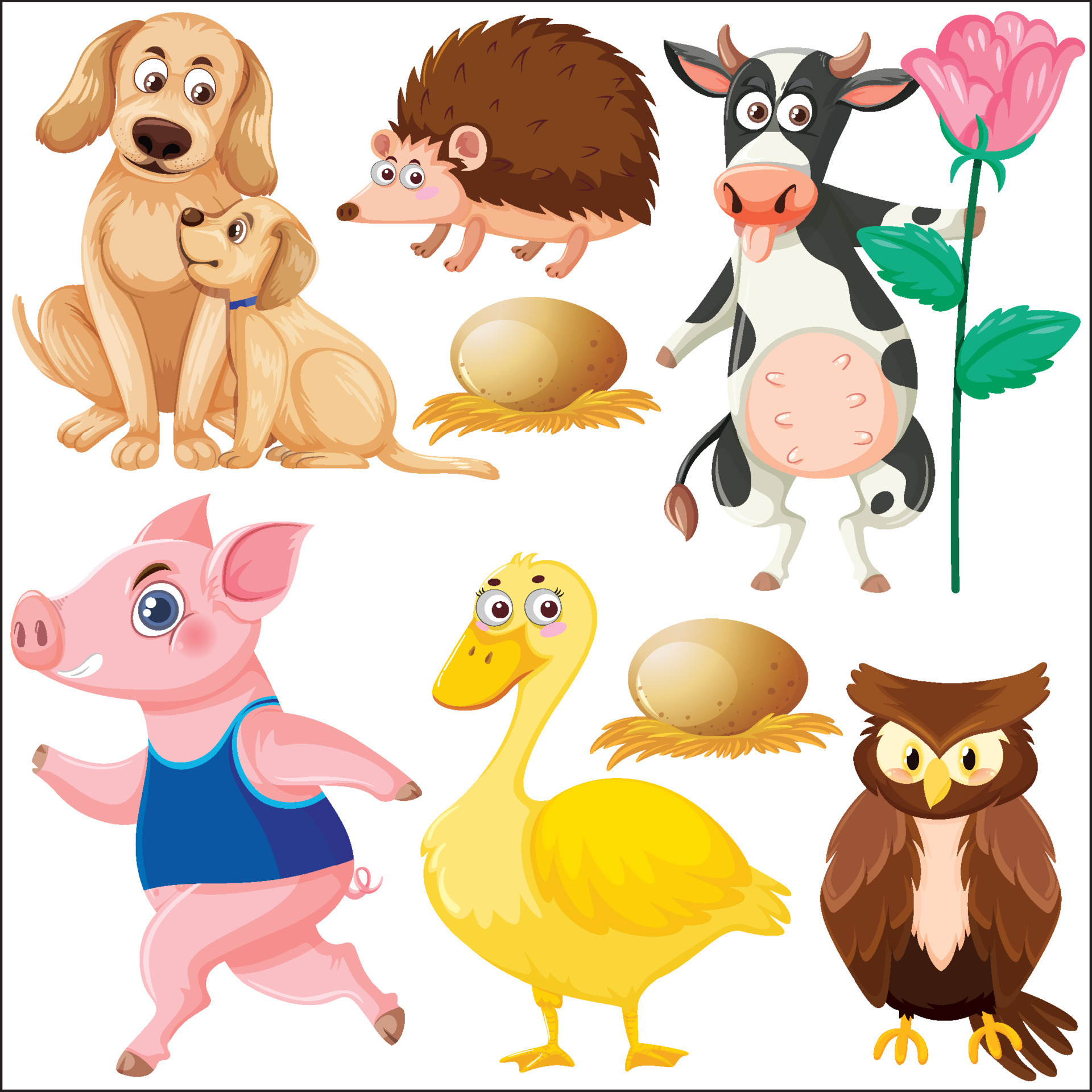 Set of various wild animals in cartoon style 11279413 Vector Art at Vecteezy