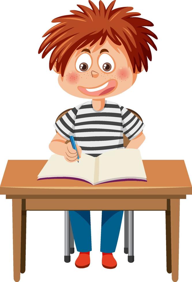 A boy study on the desk vector