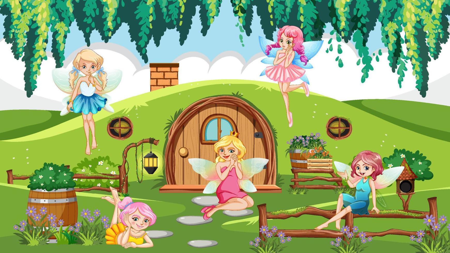 Fairies at fantasy land vector