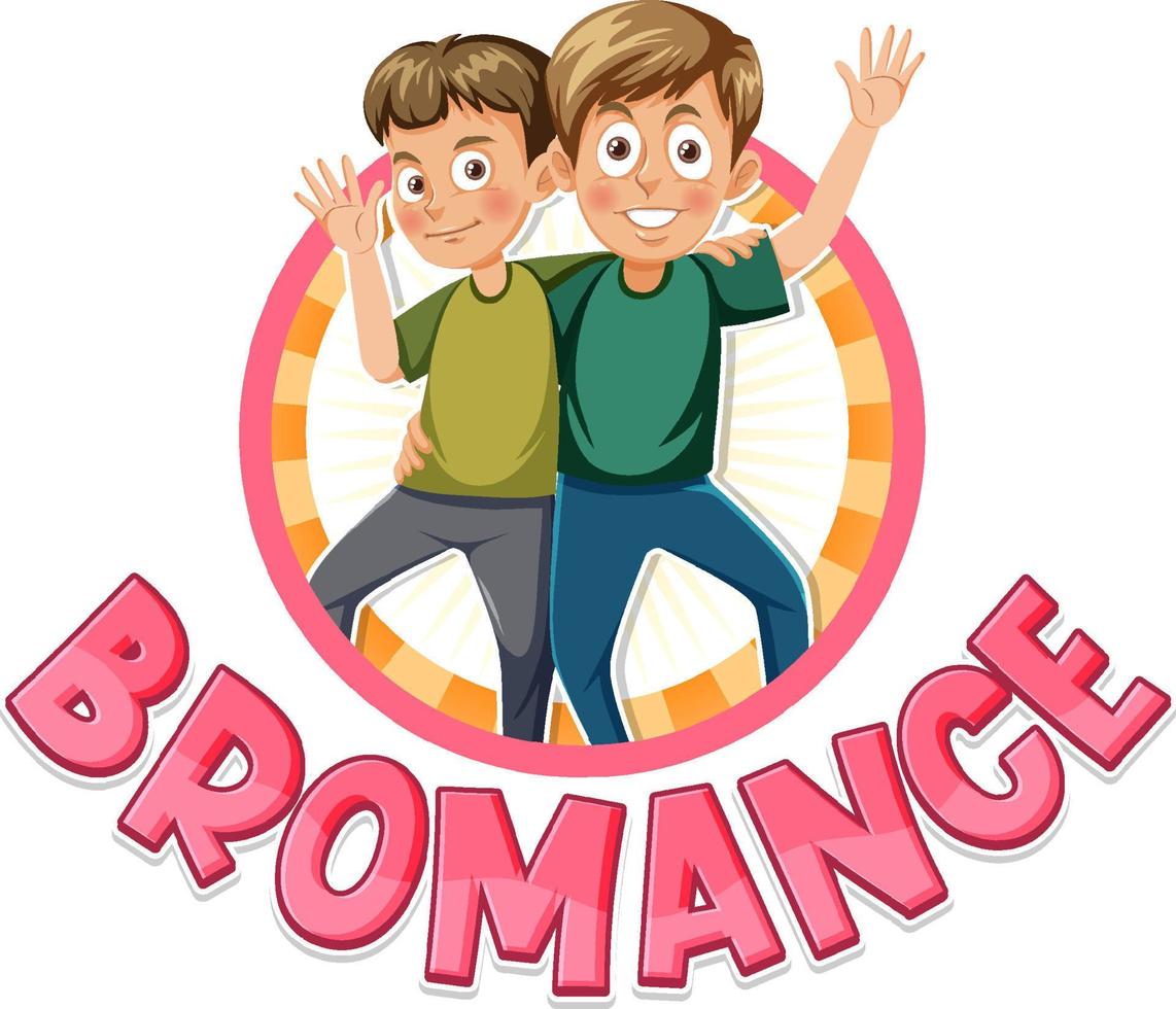 Cute cartoon character with bromance icon vector