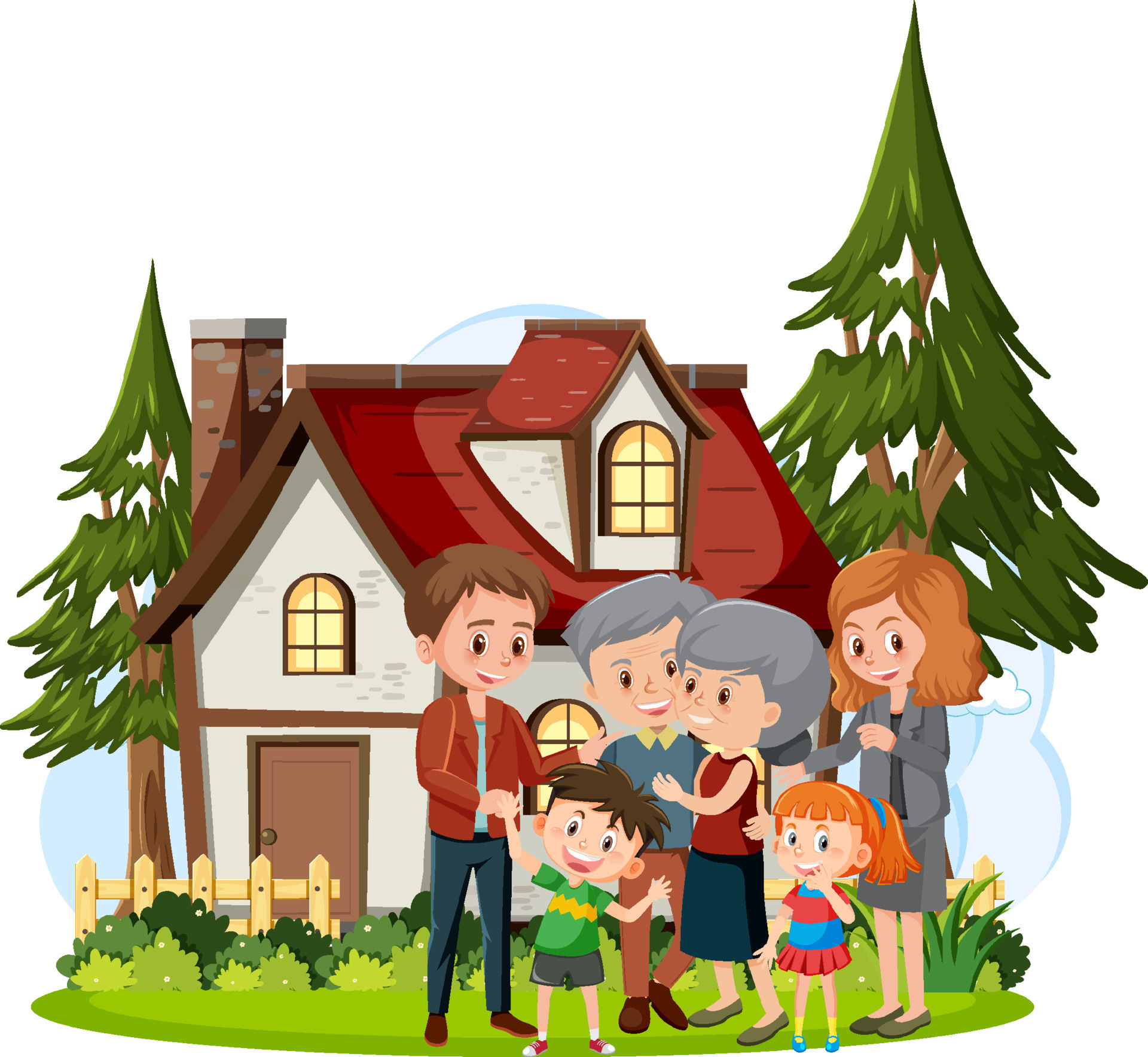 Happy Family Infront Of The House On White Background 11279444 Vector happy-family-infront-of-the-house-on-white-background-11279444-vector