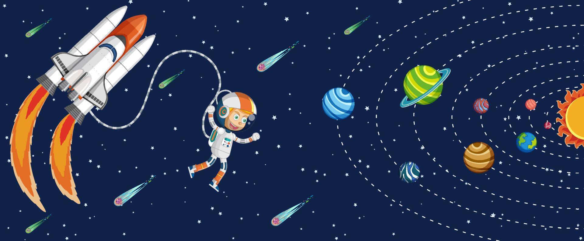 astronauta en el fondo de la galaxia vector