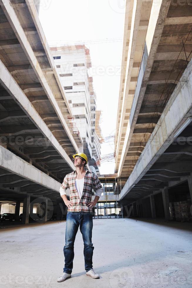 hard worker on construction site photo