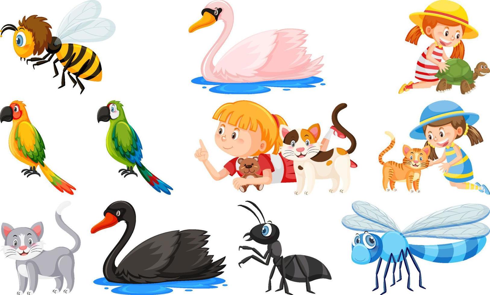 Set of various wild animals in cartoon style vector