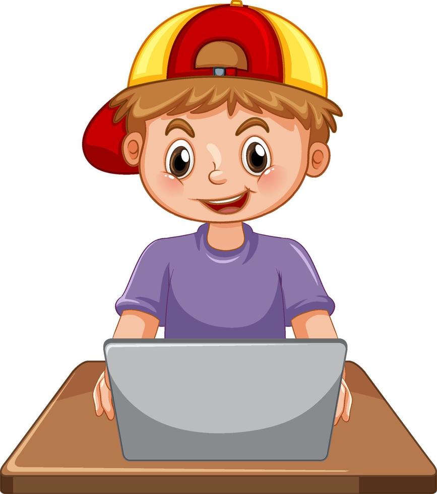 A man using laptop cartoon vector