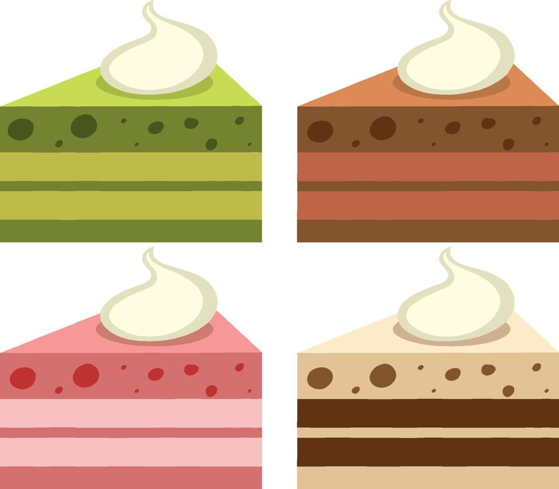 juego de pasteles de postre dulce vector