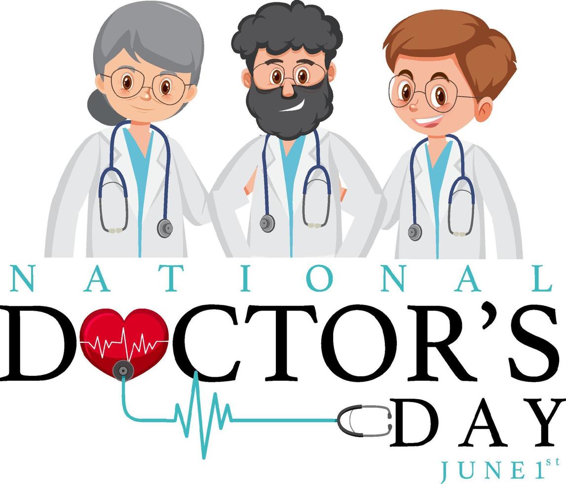 médico en el día del médico en el logotipo de julio vector