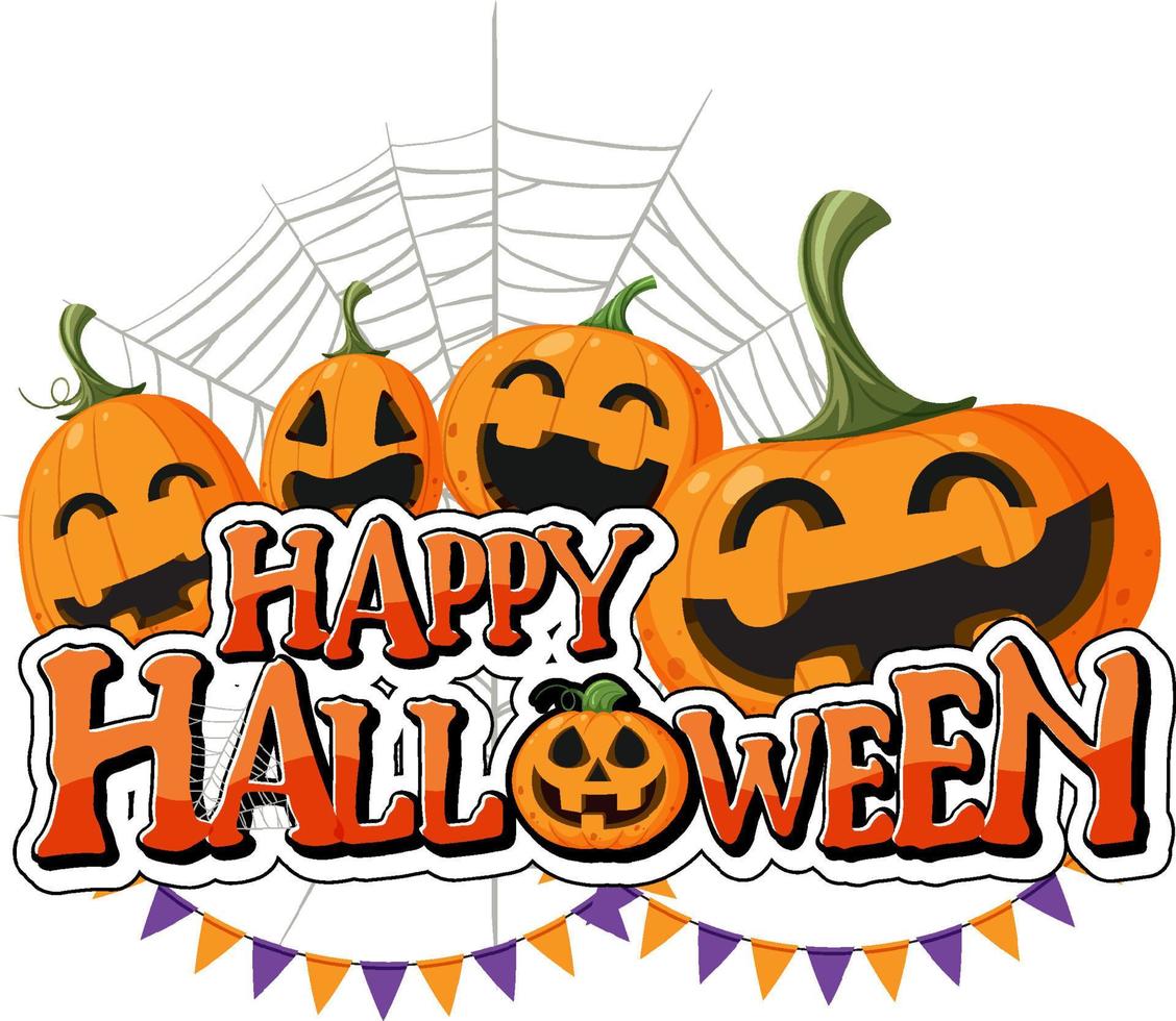 calabaza de halloween con logo de feliz halloween vector