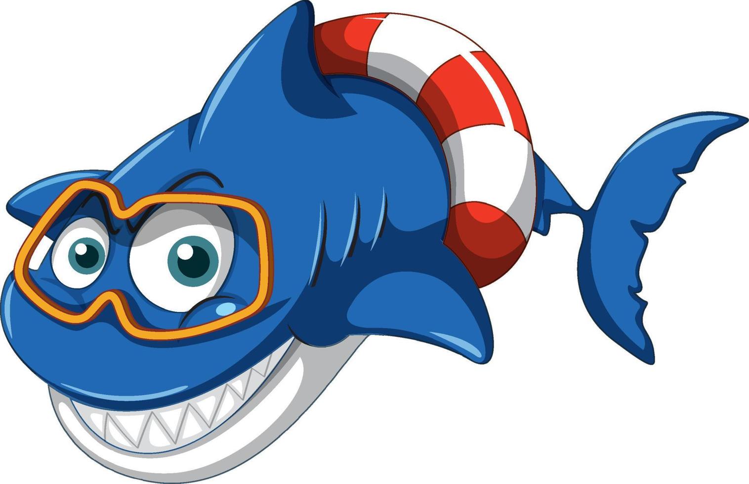 Smiling shark cartoon character vector