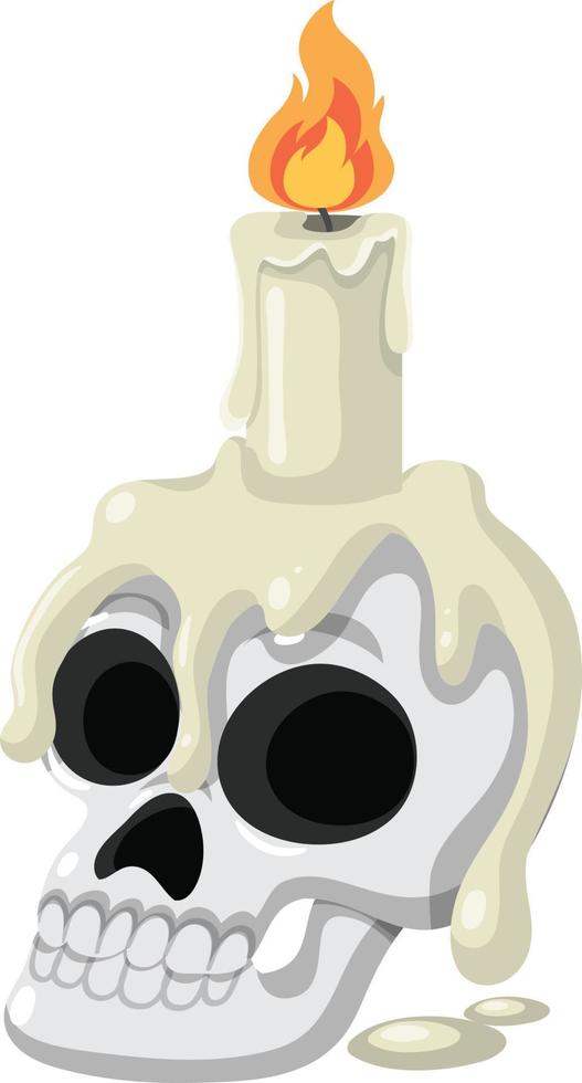 una calavera con una vela encima vector