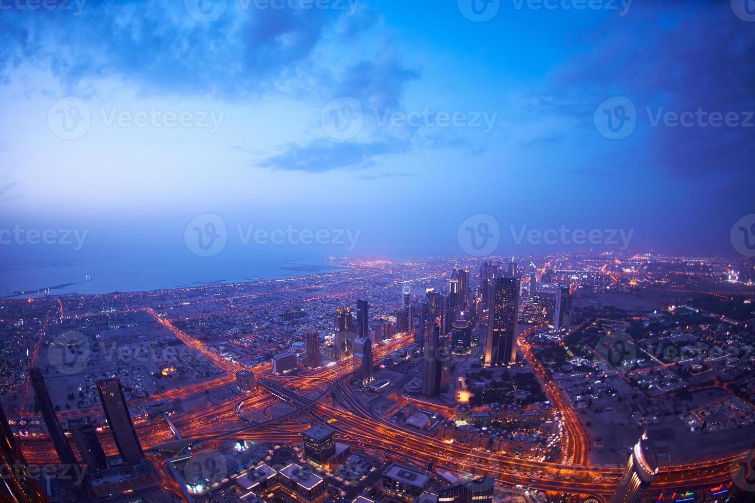 Dubai night skyline photo