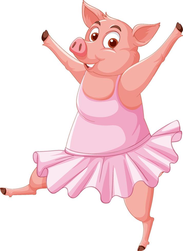 Ballerina Pig cartoon character vector