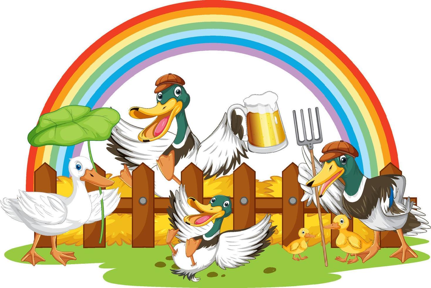 Happy ducks in the farm vector