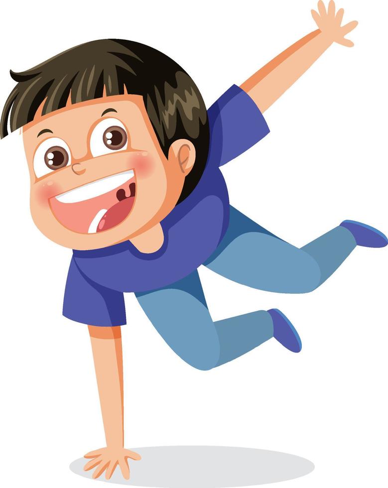 niño activo bailando personaje de dibujos animados vector