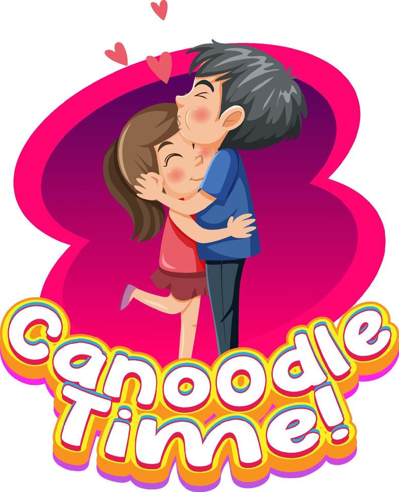 Canoodle time word text with couple in love vector