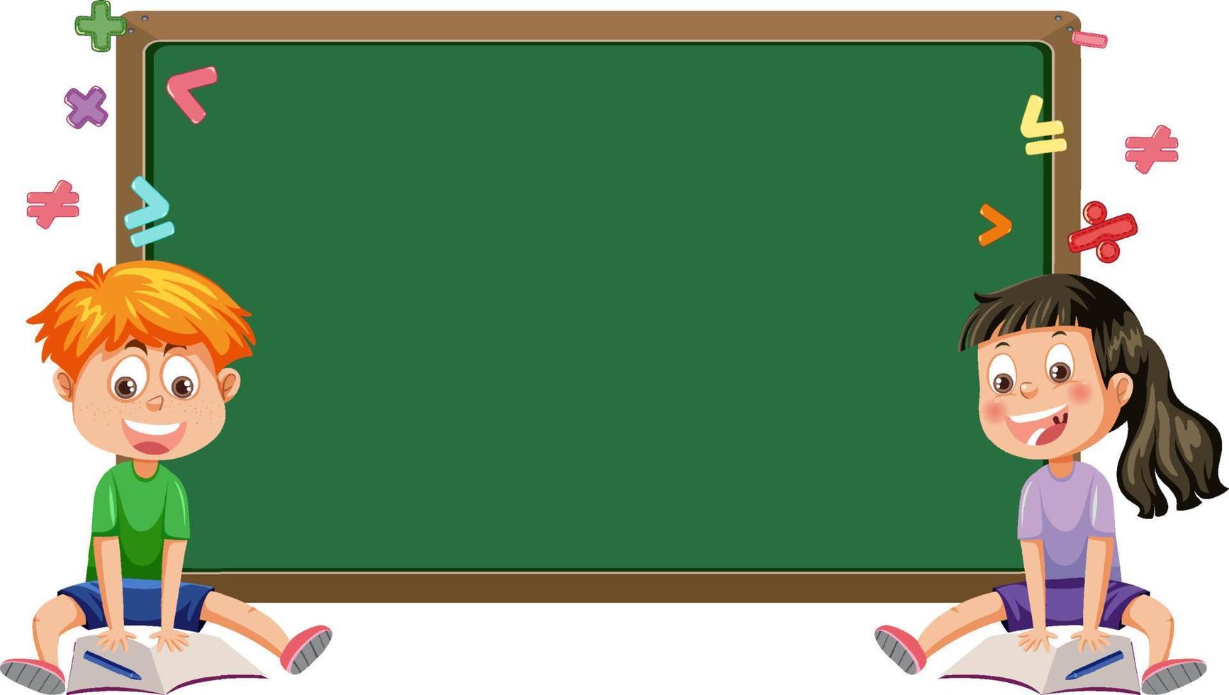 Chalkboard with school kids template vector