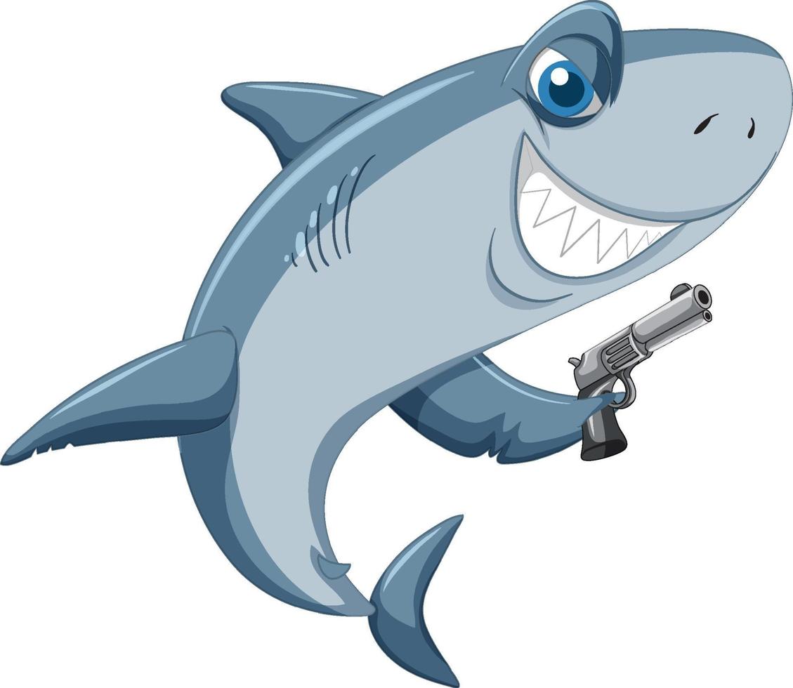 Smiling shark cartoon character vector