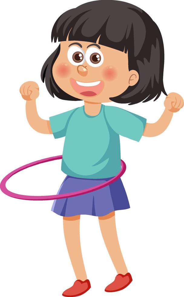 A happy girl workout with hula hoop vector