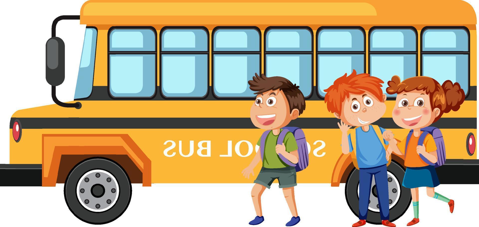 School bus with students cartoon vector