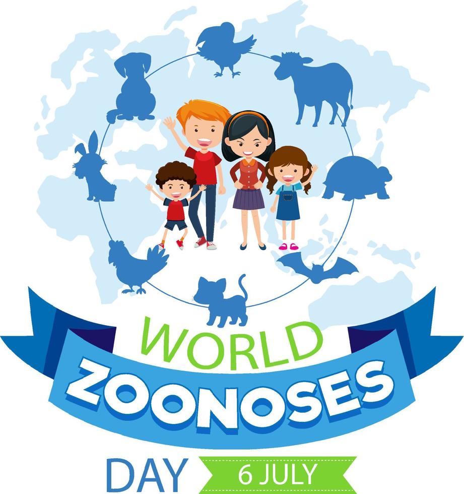 diseño de banner del día mundial de las zoonosis vector