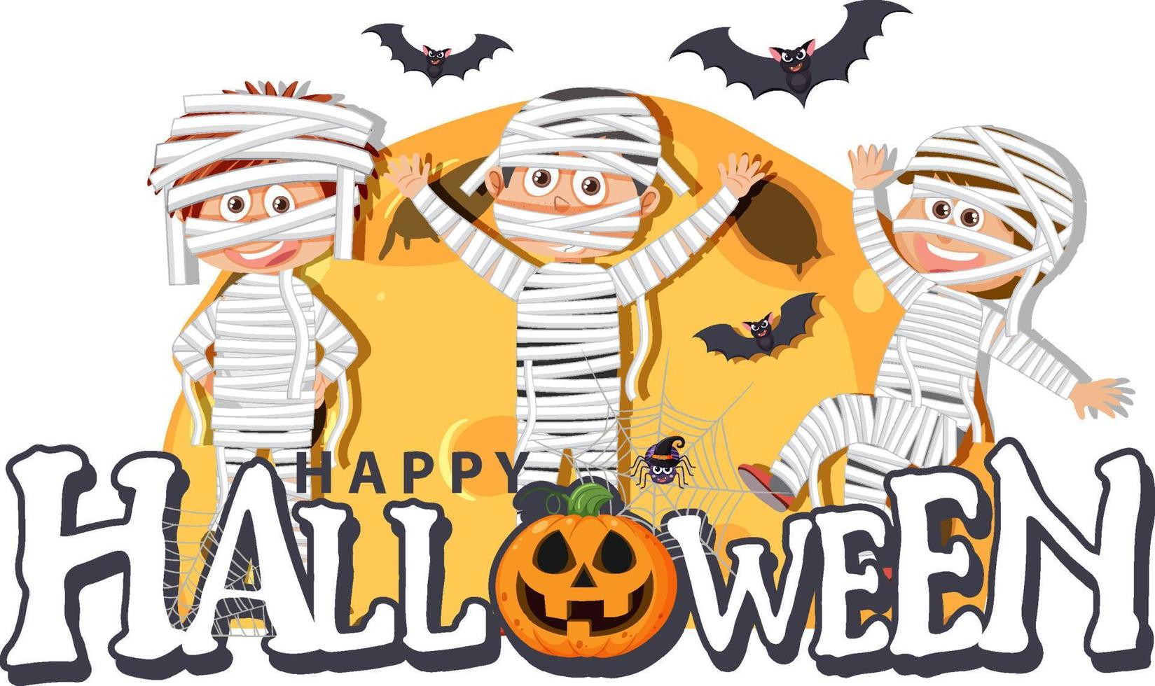 Mummy cartoon character in Halloween theme vector