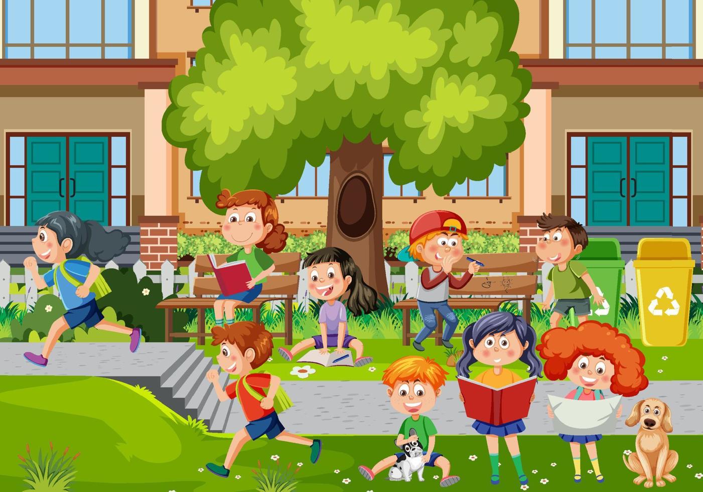 Happy children at school vector