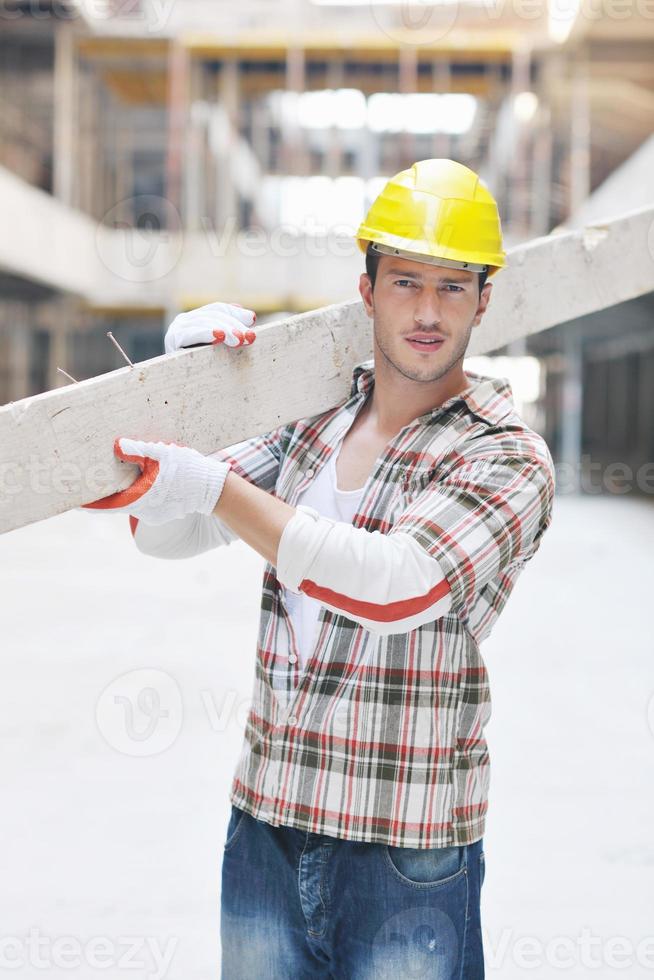 hard worker on construction site photo