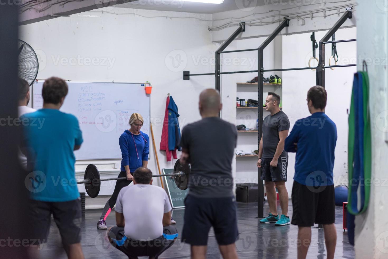 Fitness class in gym photo