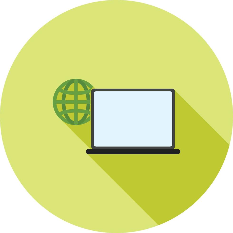 Connected Laptop Flat Long Shadow Icon vector