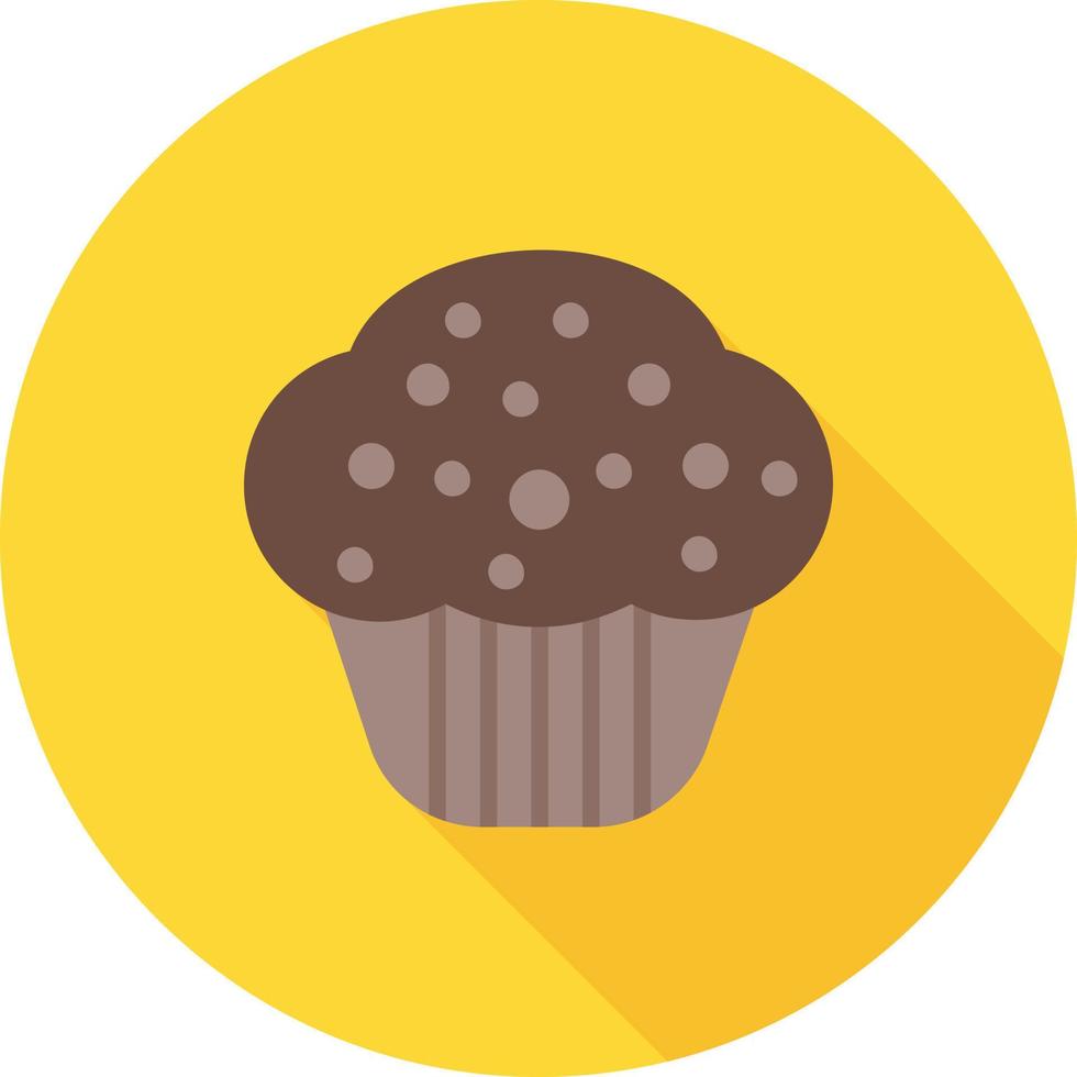 Chocolate Cupcake Flat Long Shadow Icon vector