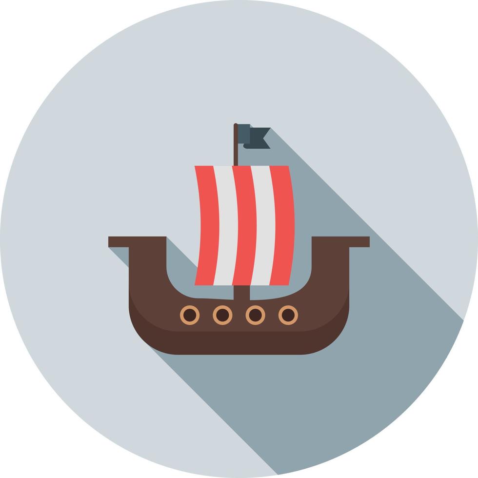 Viking Ship Flat Long Shadow Icon vector