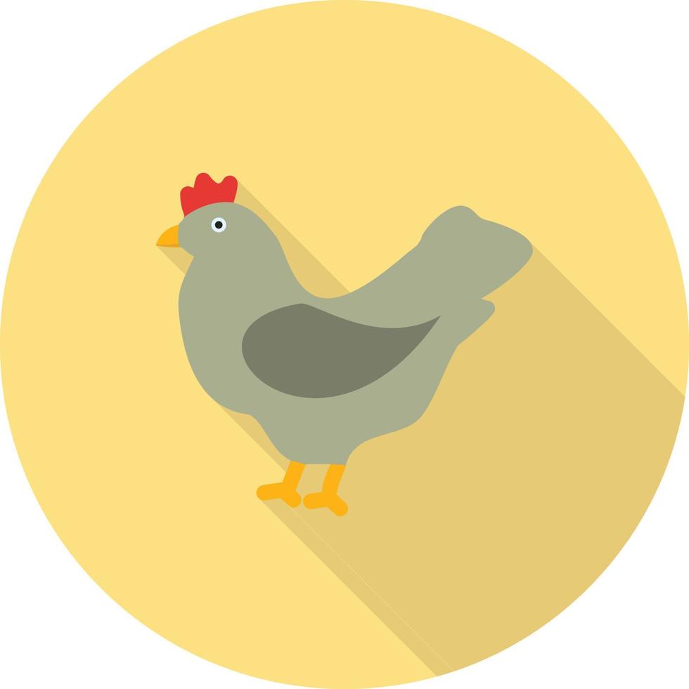 icono de larga sombra plana de gallina vector