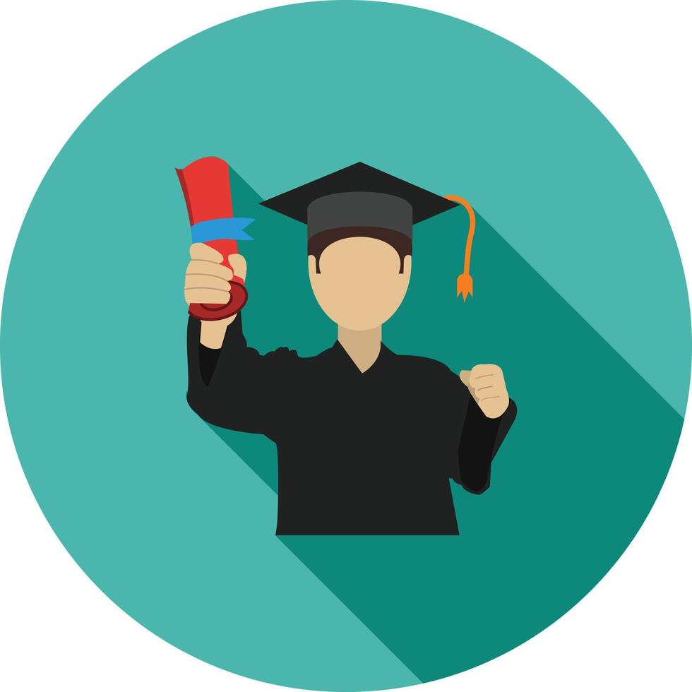 Student Holding Degree Flat Long Shadow Icon vector