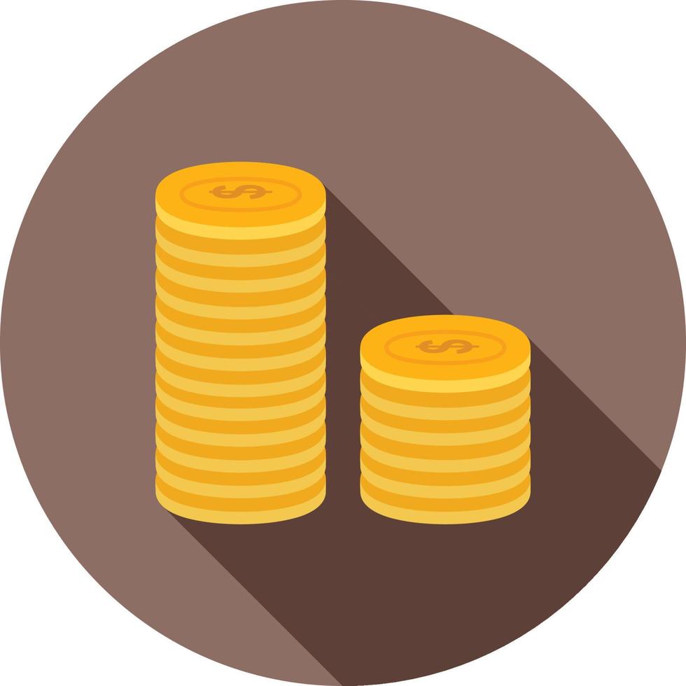 Stack of Coins Flat Long Shadow Icon vector