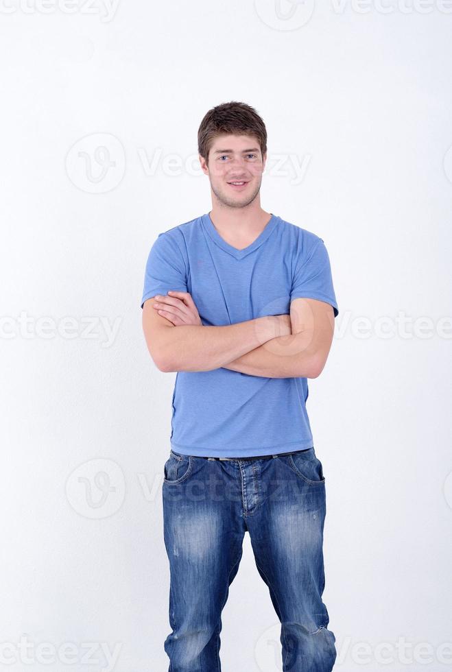 retrato, de, feliz, joven, casual, hombre foto