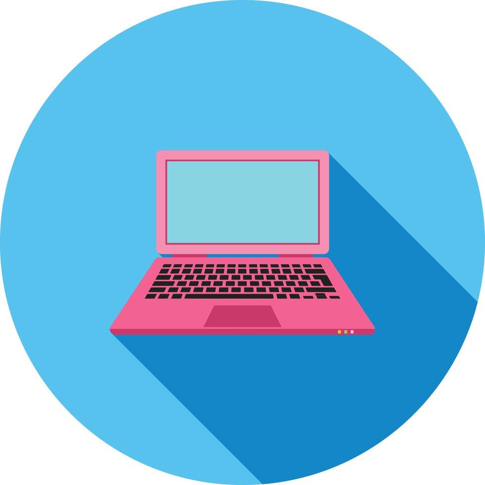 Laptop Flat Long Shadow Icon vector