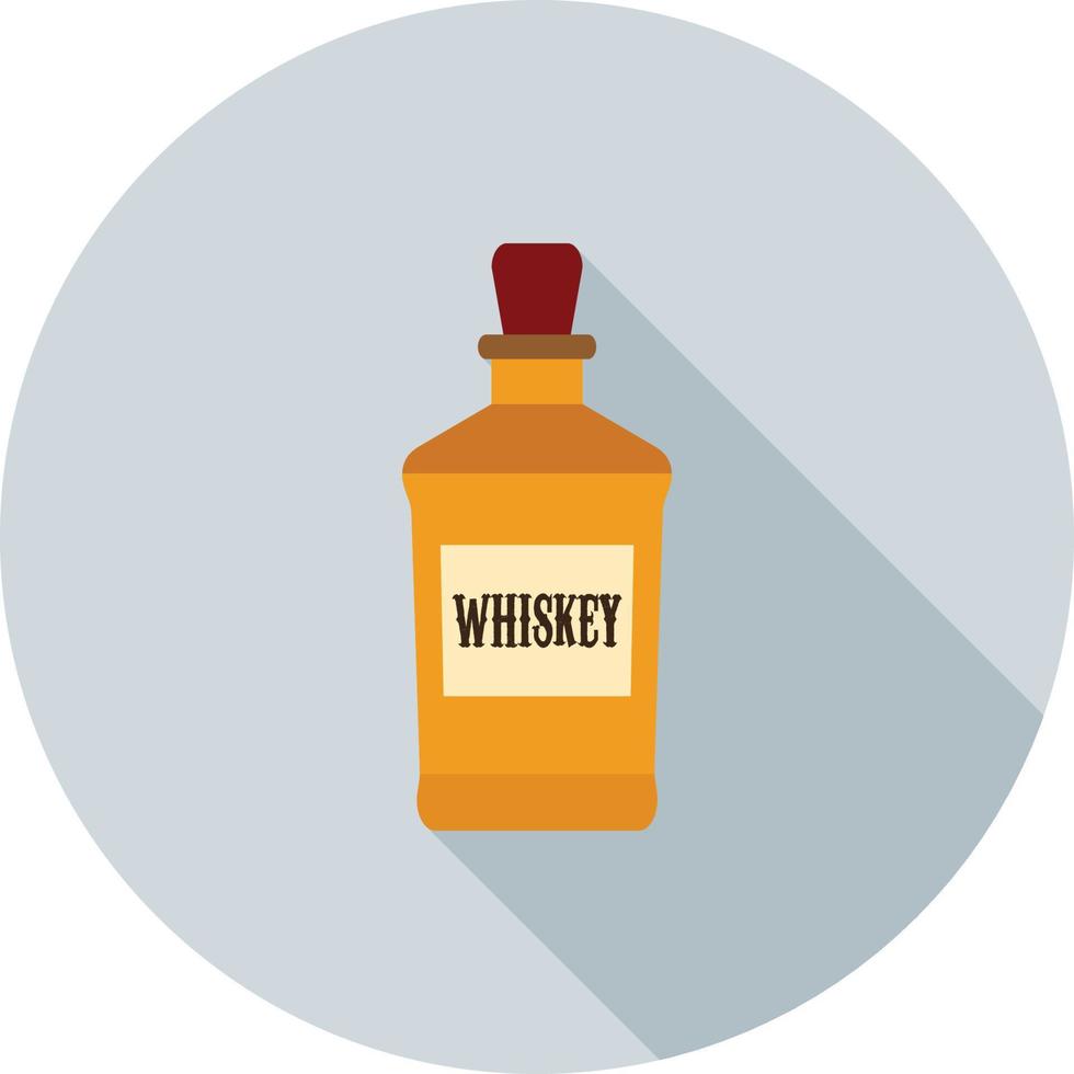 icono de sombra larga plana de whisky vector