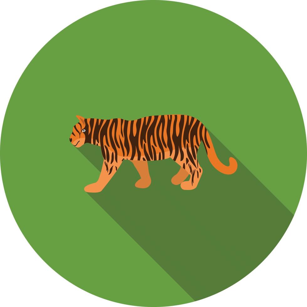 Tiger Flat Long Shadow Icon vector