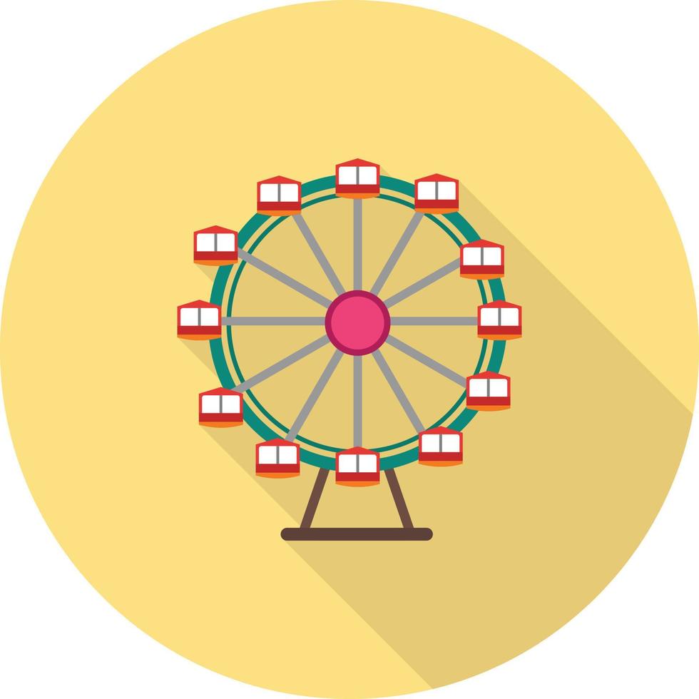 Ferris Wheel Flat Long Shadow Icon vector