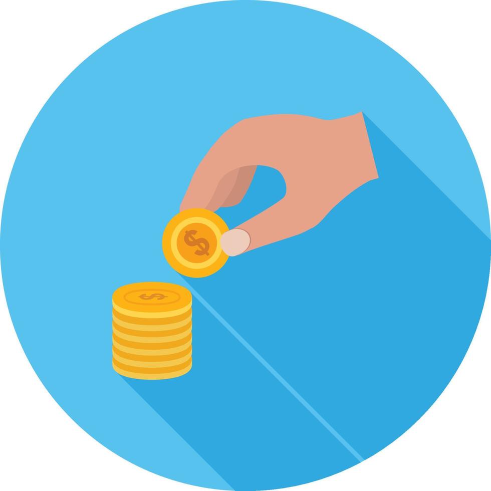 Stacking Coins Flat Long Shadow Icon vector