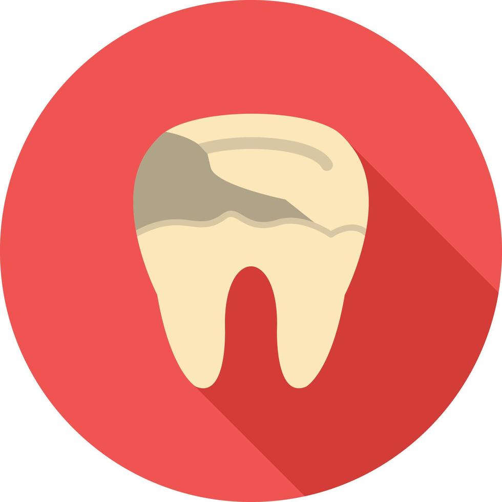 Decayed Tooth Flat Long Shadow Icon vector