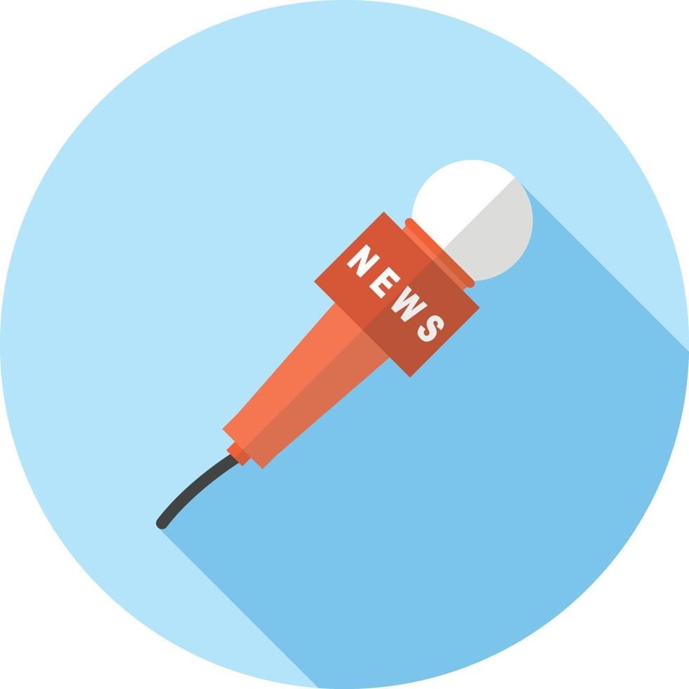 News Mic Flat Long Shadow Icon vector