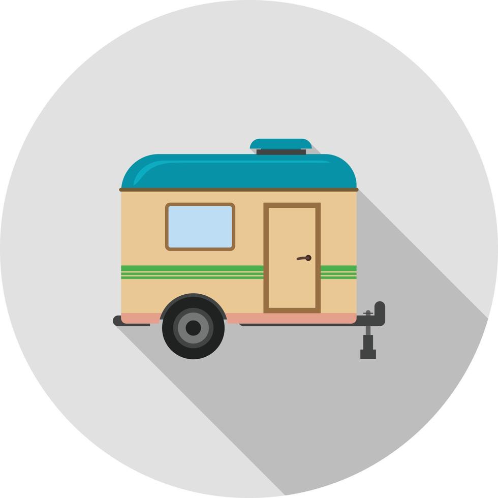 Camping Trailer Flat Long Shadow Icon vector