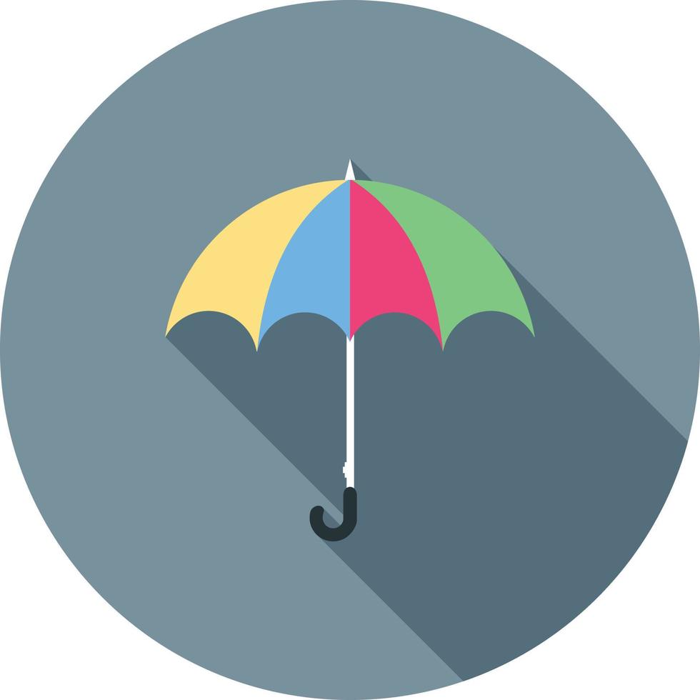 paraguas, plano, largo, sombra, icono vector