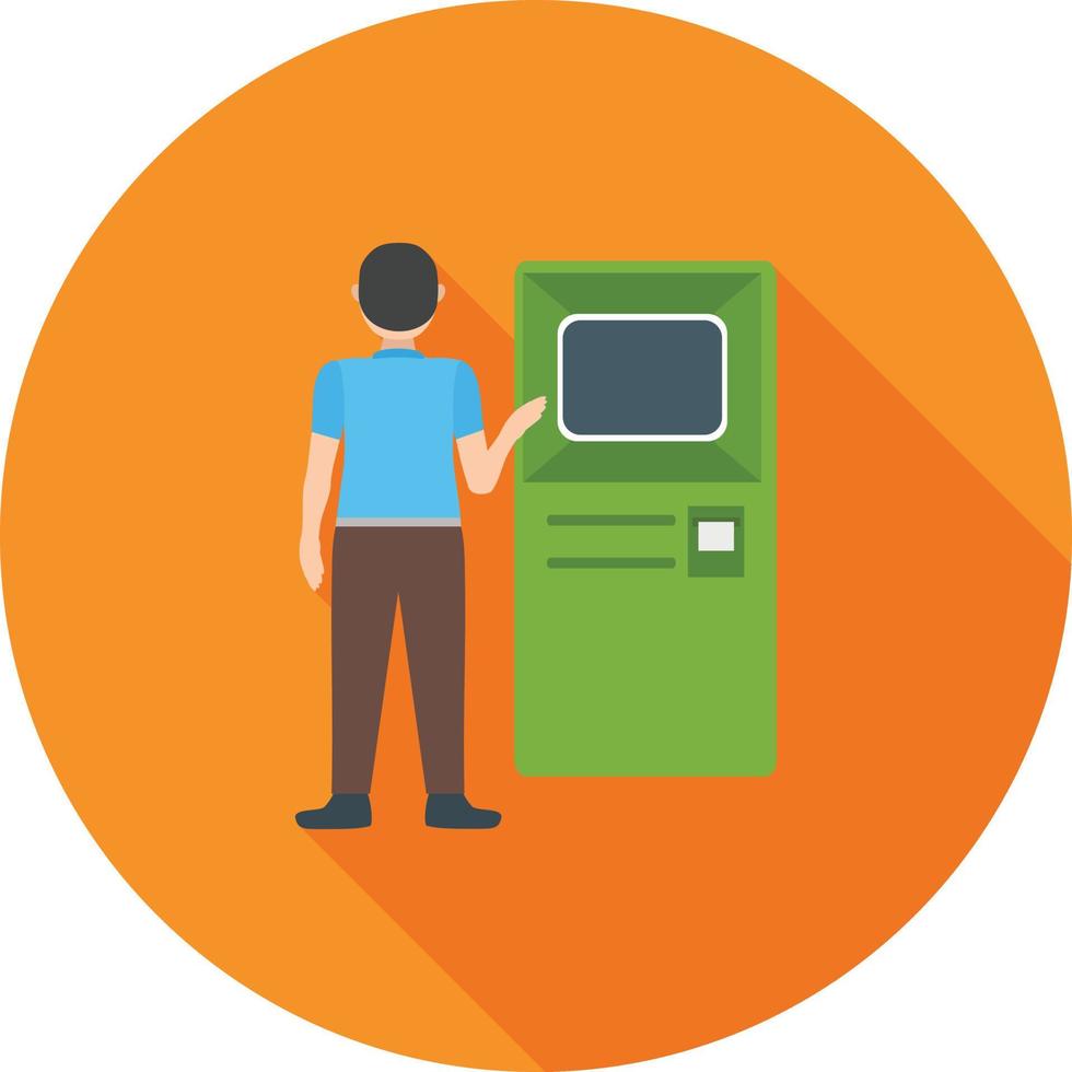 Ticket Machine Flat Long Shadow Icon vector